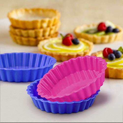 SUNSK Molde de Silicona para Tartas Moldes Redondos Antiadherente Quiche Molde Silicone Cake Molds para Hornear Pasteles y Repostería 6 Piezas