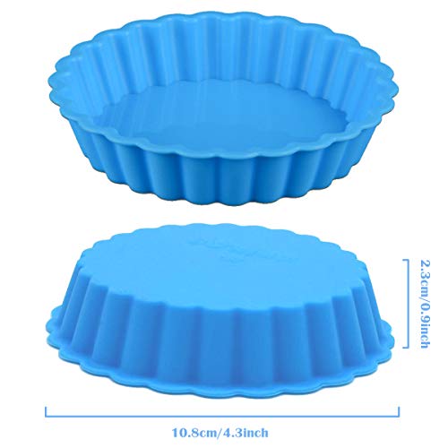 SUNSK Molde de Silicona para Tartas Moldes Redondos Antiadherente Quiche Molde Silicone Cake Molds para Hornear Pasteles y Repostería 6 Piezas