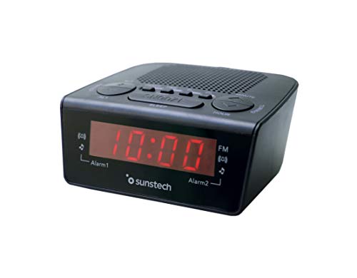 Sunstech FRD18BK - Radio Despertador Digital PLL con Alarma Dual, Snooze y Sleep, Negro