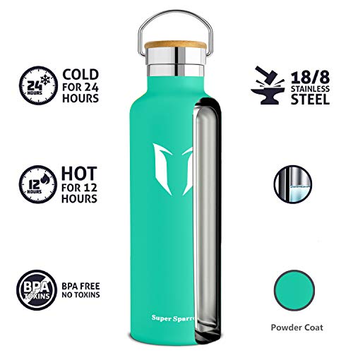 Super Sparrow Botella de Agua aislada al vacío de Acero Inoxidable, diseño de Pared Doble, Boca estándar - 500ml - Eco Friendly & BPA Gratis - para Correr, Gimnasio, Yoga, Ciclismo