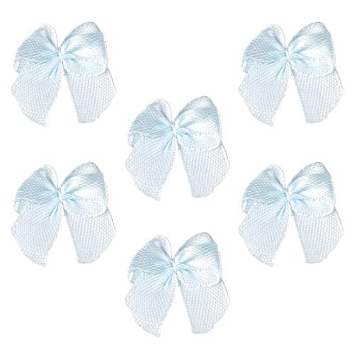 SUPVOX 100 unids Mini arcos de la cinta de satén Apliques Coser Craft DIY Kids Girls Headwear Accesorios para el cabello Regalo Craft Decoración de la boda (azul cielo)