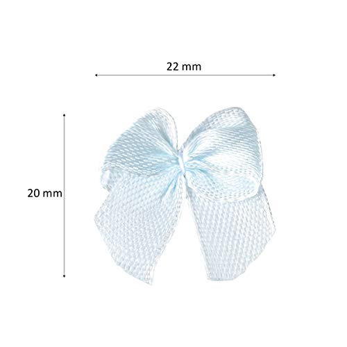 SUPVOX 100 unids Mini arcos de la cinta de satén Apliques Coser Craft DIY Kids Girls Headwear Accesorios para el cabello Regalo Craft Decoración de la boda (azul cielo)