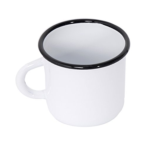 Surtido de 4 tazas de metal esmaltado - Diámetro 8 cm - 250 ml - Blanco