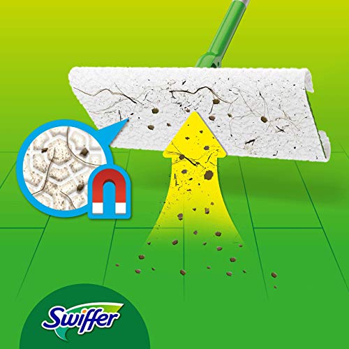 Swiffer - Paños de repuesto para escoba, para atrapar y capturar 3 veces más polvo, suciedad y pelos de una escoba tradicional 198 Unità Verde