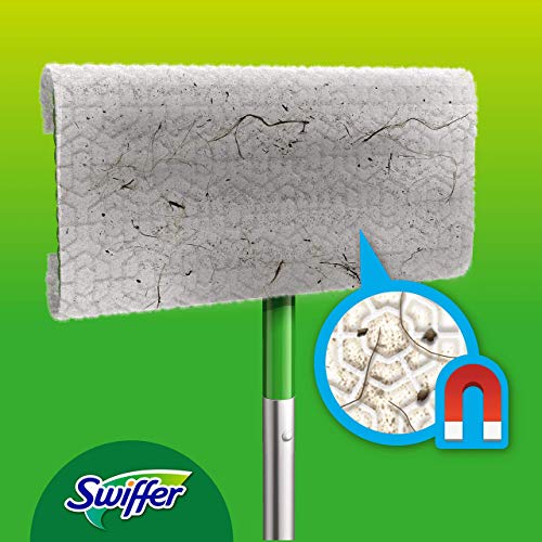 Swiffer - Paños de repuesto para escoba, para atrapar y capturar 3 veces más polvo, suciedad y pelos de una escoba tradicional 198 Unità Verde