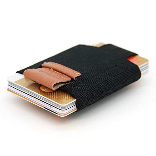 SWISSONA Tarjetero de Material sintético elástico y Cuero auténtico | portatarjetas, Estuche para Tarjetas, Cartera Mini, Billetera, Monedero para MAX. 16 Tarjetas