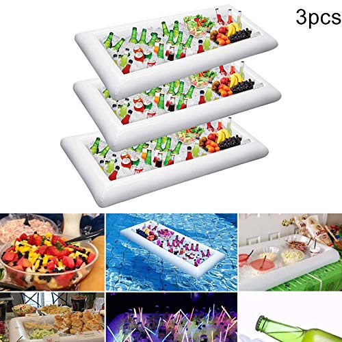 Syfinee Inflable Ensalada Buffet de Hielo Bandejas para Servir Porta Bebidas Refrigerador Picnic para Barbacoas Fiesta en la Piscina Suministros