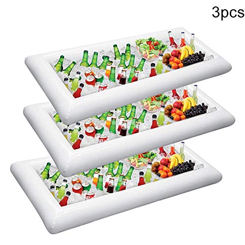 Syfinee Inflable Ensalada Buffet de Hielo Bandejas para Servir Porta Bebidas Refrigerador Picnic para Barbacoas Fiesta en la Piscina Suministros