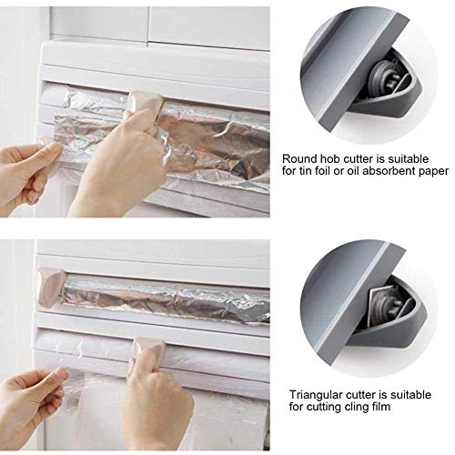 Syfinee Plastic Refrigerator Cling Film Storage Rack Wrap Cutter Wall Hanging Towel Tool Home Kitchen