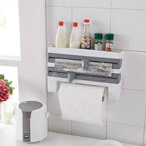 Syfinee Plastic Refrigerator Cling Film Storage Rack Wrap Cutter Wall Hanging Towel Tool Home Kitchen