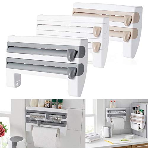 Syfinee Plastic Refrigerator Cling Film Storage Rack Wrap Cutter Wall Hanging Towel Tool Home Kitchen