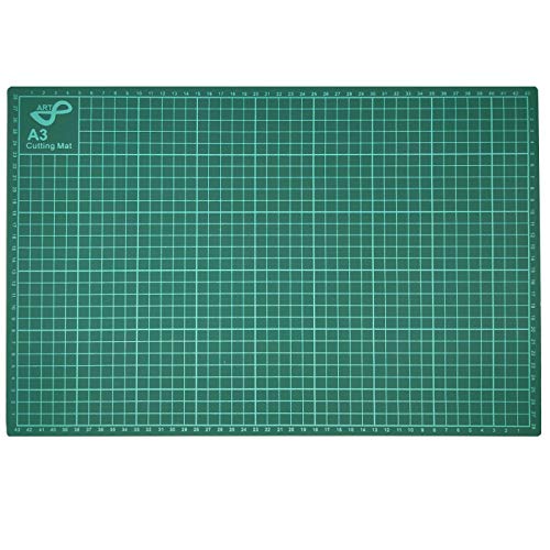 Tabla de Corte A3 Doble Cara 45 x 30cm Plancha de Corte 3 capas para Costura y Manualidades Base de Corte para Patchwork Cutting Mat, Color Verde