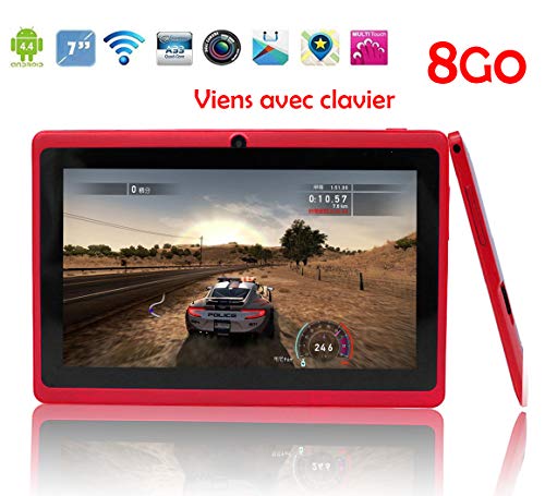 Tablet PC Pantalla táctil de 7 Pulgadas, Qrdenador Tablet Quad-Core con Funda para Teclado,Doble Cámara, Bluetooth,Wi-Fi, 8GB Nand Flash, Juegos 3D compatibles,con Lápiz Stylus