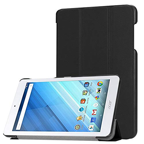 Tablet PC protectora Shell para Acer Iconia One 8 B1-860 Funda protectora de cuero de la PU de la tapa triple de la textura de Custer Tri-Fold Horizontal con el tenedor (negro) ( Color : Black )