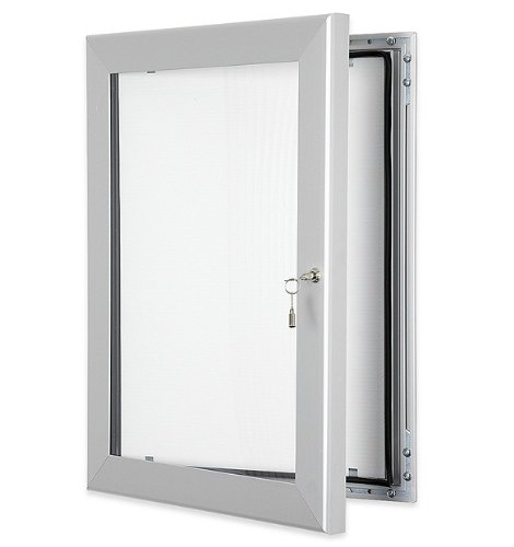 Tablón de anuncios con puerta con cerradura, A1 (8 x A4), sellado impermeable, sin corcho, para uso en interiores o exteriores