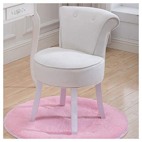 Taburete De Maquillaje De Gamuza + Alfombra Redonda, Estera, Tocador, Tocador, Taburete, Sillón para Amamantar, Sillón De Respaldo Alto con Franela Muebles De Aseo Dormitorio KADJ (Color : White)