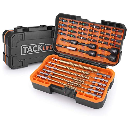 TACKLIFE 42 Piezas Juegos de Puntas, DNS02 12 * Broca Helicoidal, 5 * Llave de Vasos, 24 * Puntas, 1 * Portapunta Magnética, para atornillador y taladro