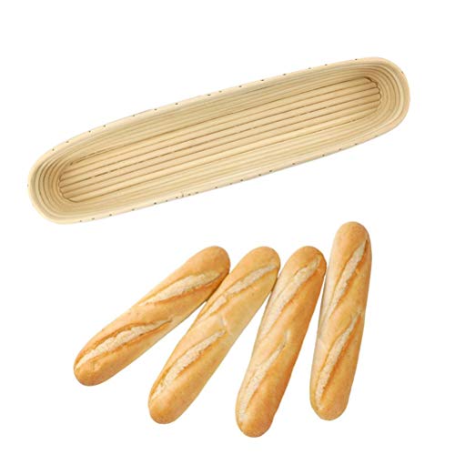 TAIPPAN Cesta de pan de ratán Molde para hornear pan Cesto de pan fermentado en ratán Cesta de baguette natural, A prueba de masa agria, pan artesanal, S