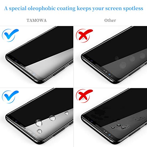 TAMOWA Protector de Pantalla para Samsung Galaxy S8 Plus [2 Piezas], 3D Bordes Redondeados Vidrio Templado Antibalas Pelíula Protectora con Dureza 9H, Anti-Huella Digital, Anti-Burbujas - Negro