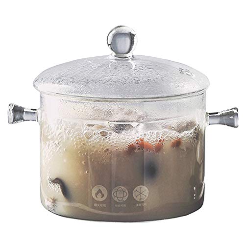 TAMUME 1.5L Olla de Vidrio para Cocinar, Doble Asa