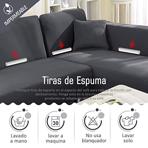 TAOCOCO Funda para sofá Funda elástica Impermeable para Juego de 2 en Forma de L con Funda de Almohada de 2 Piezas (3 plazas + 3 plazas, Gris Claro)