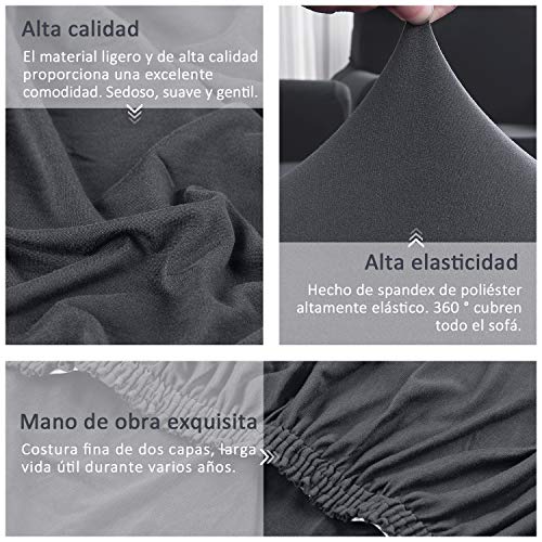 TAOCOCO Funda para sofá Funda elástica Impermeable para Juego de 2 en Forma de L con Funda de Almohada de 2 Piezas (3 plazas + 3 plazas, Gris Claro)