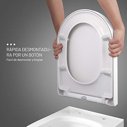 Tapa de WC, TACKLIFE TBTS01Y Asiento de Inodoro en Forma de U con Descenso Lento y Silencioso, Tapa de Inodoro con Instalación y Desmontadura Rápida, Asiento para Inodoro con Fácil de Limpiar