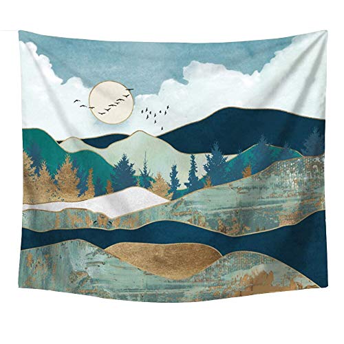 Tapiz de montaña para colgar en la pared dormitorio puesta de sol tapiz de puesta de sol niña dormitorio habitación paisaje natural decoración de la pared tapiz de mujer tela de fondo A2 150x150cm