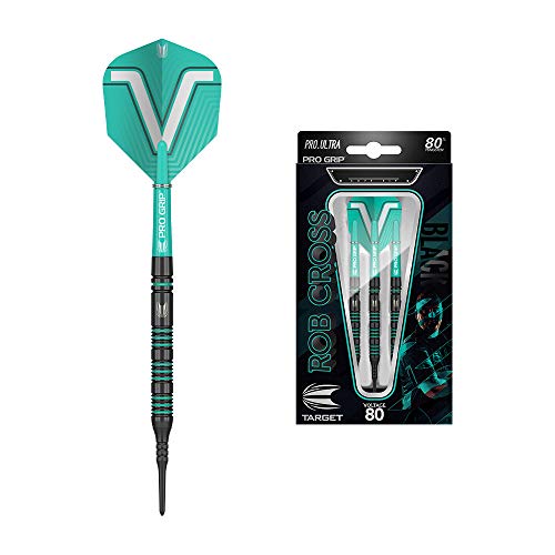 Target Darts Rob Cross 80% Tungsten Black Soft Tip Darts Set Dardos de Punta Blanda, 18 g