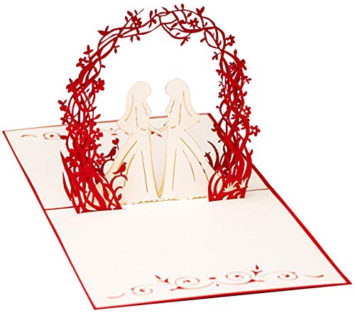 Tarjeta de boda 3D con pareja de novios, 2 mujeres, 3D pop up, hecha a mano, matrimonio para todos, lesbiana, homosexual, pareja, amor, boda, invitación de San Valentín