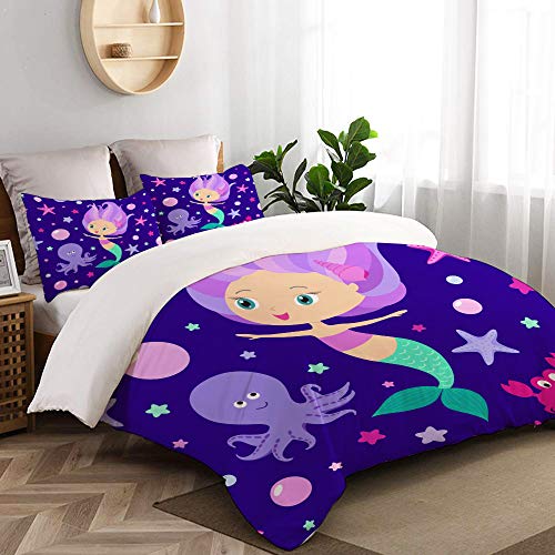 Tartiny Juego de funda de edredón, diseño de ositos polares, patinando en el lago de Frozen, con temática artística de Navidad, juego de cama de 3 piezas con 2 fundas de almohada, tres tamaños en total