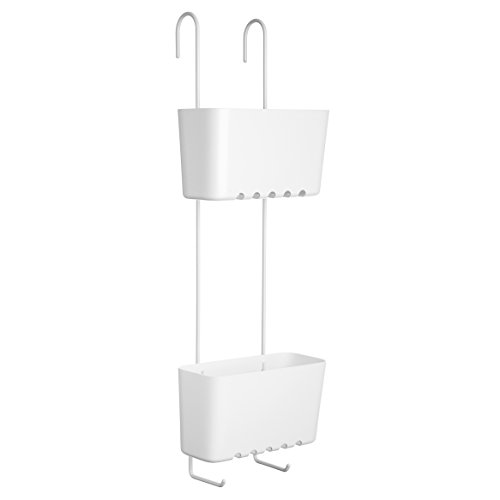 Tatay 4522101 Standard Duo Cesta organizadora de Ducha o bañera con Dos baldas Apta para Todo Tipo de mamparas, Blanco, 20 x 13 x 59 cm