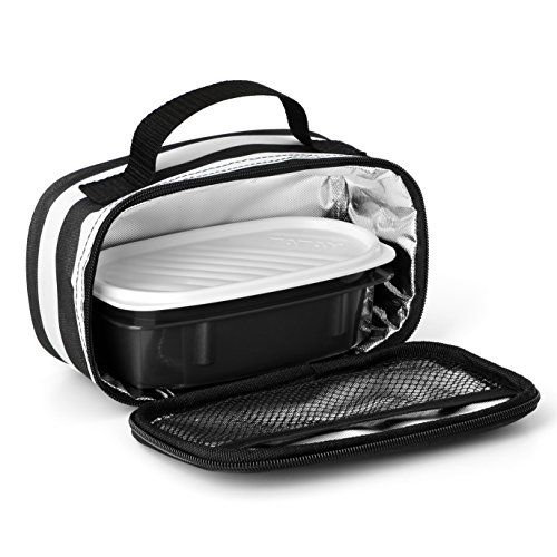 Tatay Urban Food Mini bolsa térmica porta alimentos con fiambrera incluida, Negro / Blanco, 21.5 x 9 x 12 cm