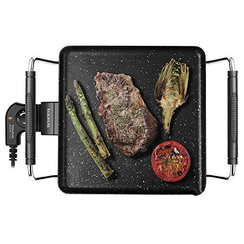 Taurus Galexia Plancha de Asar eléctrica de 28 x 28 cm, Antiadherente con Recubrimiento Stone, 1500W, Control de Temperatura, Apta para lavavajillas, Multicolor