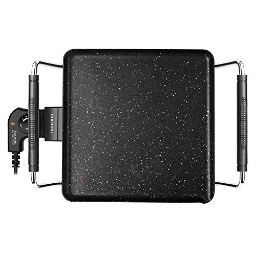 Taurus Galexia Plancha de Asar eléctrica de 28 x 28 cm, Antiadherente con Recubrimiento Stone, 1500W, Control de Temperatura, Apta para lavavajillas, Multicolor