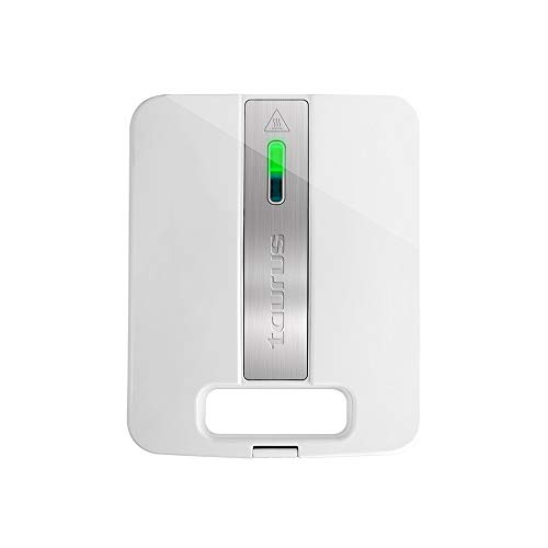 Taurus MySandwich Plus Sandwichera eléctrica con Capacidad para 4 sándwiches, Placas antiadherentes, 1400 W, Control de Temperatura automático, Blanco