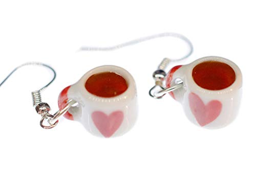 Taza con la taza del corazón pendientes percha Miniblings porcelana de café té del desayuno