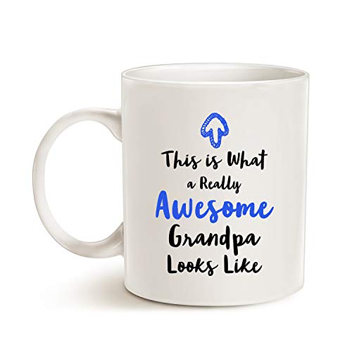 Taza de café con texto en inglés "Granddaughter nieta", This is What a Really Awesome Grandpa Looks Like Birthday Gifts Idea para abuelo Grandfother Cup blanco, 11 oz