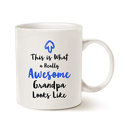 Taza de café con texto en inglés "Granddaughter nieta", This is What a Really Awesome Grandpa Looks Like Birthday Gifts Idea para abuelo Grandfother Cup blanco, 11 oz