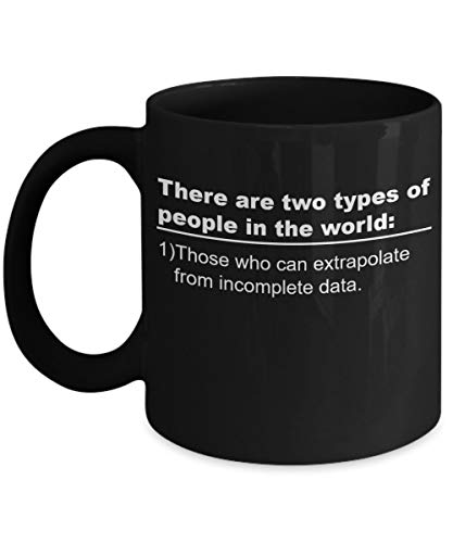 Taza de café extrapolar hay dos tipos de personas que pueden extrapolar de datos incompletos 11 oz tazas de café tazas de té divertido GIF