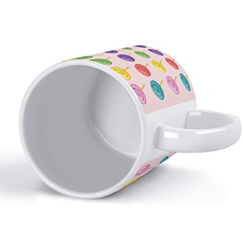 Taza de cerámica con diseño de piruleta con clip, diseño de caramelos, 11 onzas, regalo perfecto personalizado para marido, papá, mamá, abuelo, abuela.