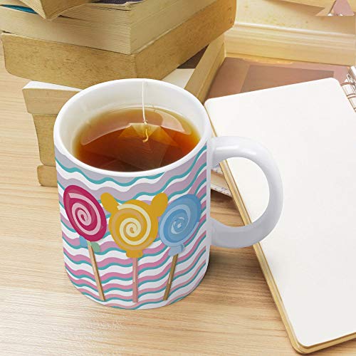 Taza de cerámica con diseño de piruleta de caramelo, taza de café de 11 onzas, regalo perfecto personalizado para marido, papá, mamá, abuelo, abuela.