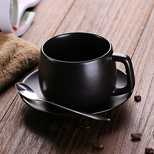 Taza Hotel Café Taza Juego de Tazas de café Creativo Cerámica de Simple Juego de café Juego de 6 Piezas para el hogar Taza y Plato de café con Cuchara Taza de Agua 1 Taza 1 Plato 1 Cuchara 250 ml