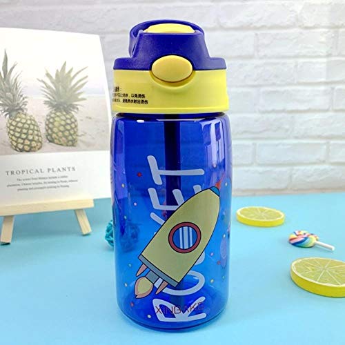 Taza Taza De Café Taza De Niños 480Ml Kids Water Cup Tazas Creativas De Dibujos Animados Con Pajitas Botellas De Agua A Prueba De Fugas Tazas Portátiles Para Niños Al Aire Libre, Cohete