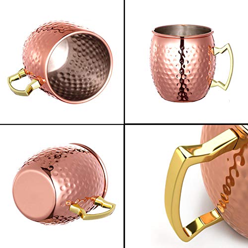 Tazas de Cobre de Moscow Mule Juego de dos, CNNIK Copa de cóctel de 530 ml - Apto para cualquier bebida helada - Cerveza, Coctel - Bar o en casa