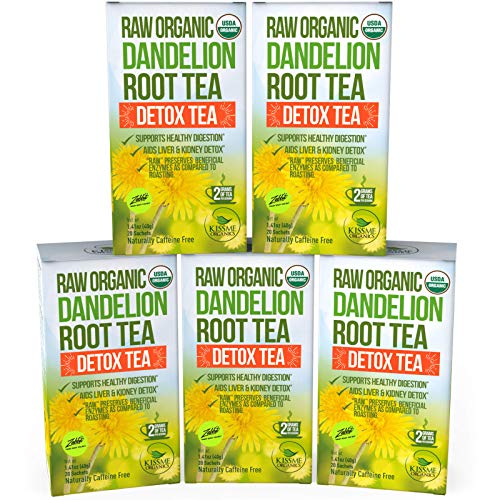 Té de raíz de diente de león – Té orgánico, con vitaminas - 5 paq. (100 bolsas de 2 grs) - Limpia el organismo - Mejora la digestión y fortalece el sistema inmune - Antiinflamatorio y antioxidante