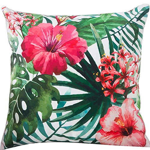 Tebery - Juego de 6 fundas de cojín cuadradas de algodón, para sofá, cama, diseño de flores tropicales y flamencos, 45,7 x 45,7 cm