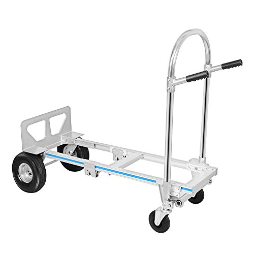 Tecmaqui Carretilla de Mano de Aluminio 2 en 1 Carretilla Plegable de Mano Carrito de Mano con 350KG Carreta Manual con Ruedas Planas Carretilla de Mano Convertible