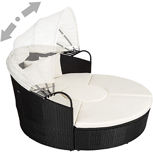 TecTake Conjunto de sillones de ALUMINIO y ratán sintético con un techo isla para tomar el sol - disponible en diferentes colores - (negro | no. 402198)