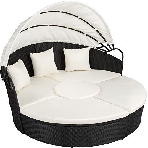 TecTake Conjunto de sillones de ALUMINIO y ratán sintético con un techo isla para tomar el sol - disponible en diferentes colores - (negro | no. 402198)